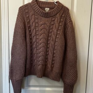 A New Day Chunky Knit Sweater Mauve Pink Balloon Sleeve Size Large